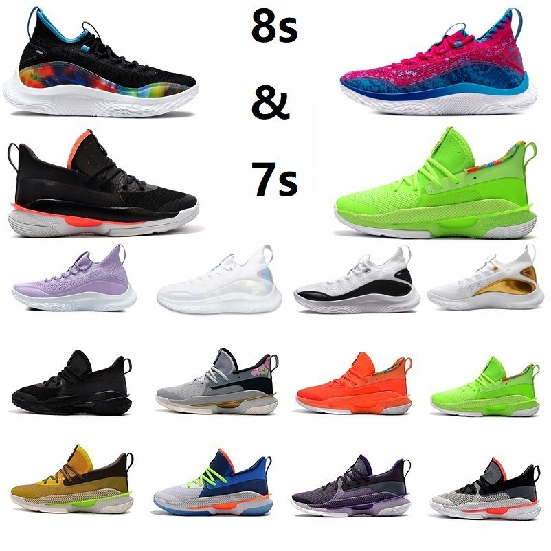 Acheter Pas Cher 2021 A Publié Multicolor Birthday Curry 8 Chaussures De  Basket Ball Pour Hommes Nerf Sour Patch Kids Green Orange Underrated Tour  White Warrior Blue 7s Baskets De Sport Pour