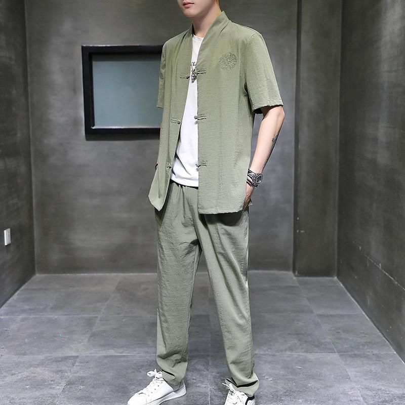 Compra Chándal Para Hombres Talla Grande 4xl Traje De Chino Chino Chino  Hombres Casual Camisa De Manga Corta + Pantalones De Tobillo Dos Piezas  Conjunto Ropa De Hombre Barato | Entrega Rápida