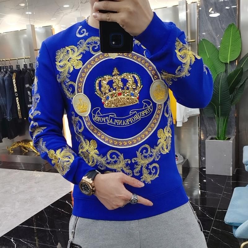 Mens T Shirts Baroque Sequin Crown Club 