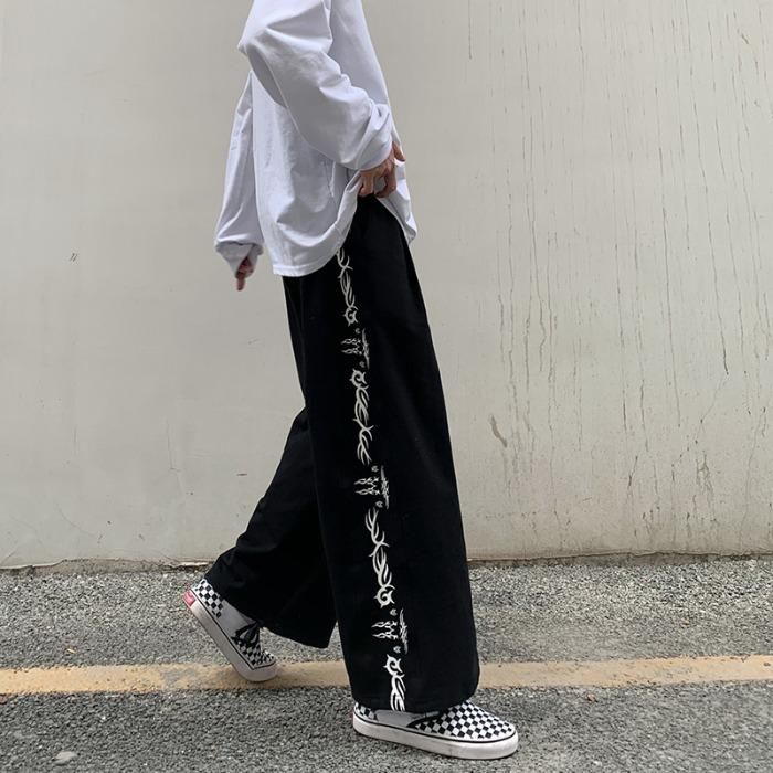 Compra Pantalones De Pierna Ancha Para Mujeres Ropa De Calle Streetwear  Negro Recto Casual Capris Femenino Primavera Otoño Cintura Alta Sweachs  2021 Mujeres Barato | Entrega Rápida Y Calidad | Es.Dhgate