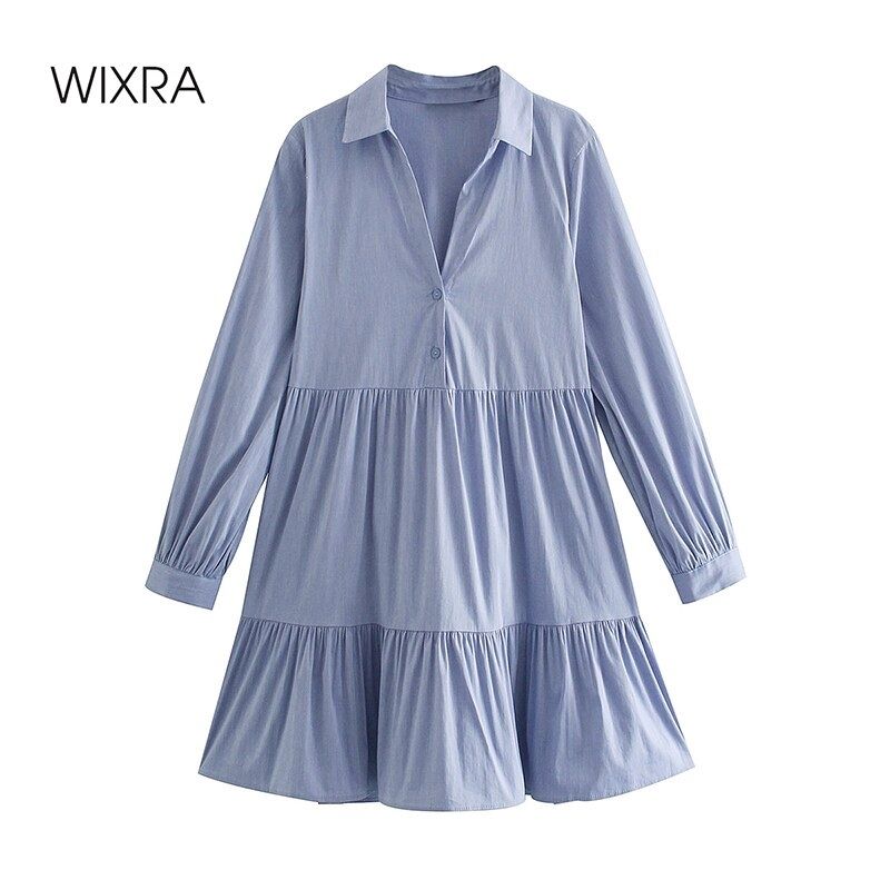 Compra Mujer Azul Preppy Estilo Vestido De Calle De Streetwear Cuello De  Giro Vestidos Cortos Una Línea Camisas Ropa Juventud Verano 210417 Barato |  Entrega Rápida Y Calidad | Es.Dhgate