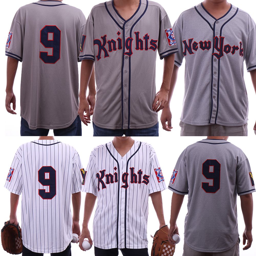 Men's Roy Hobbs New York Knights The Natural Movie Baseball Jerseys Grey