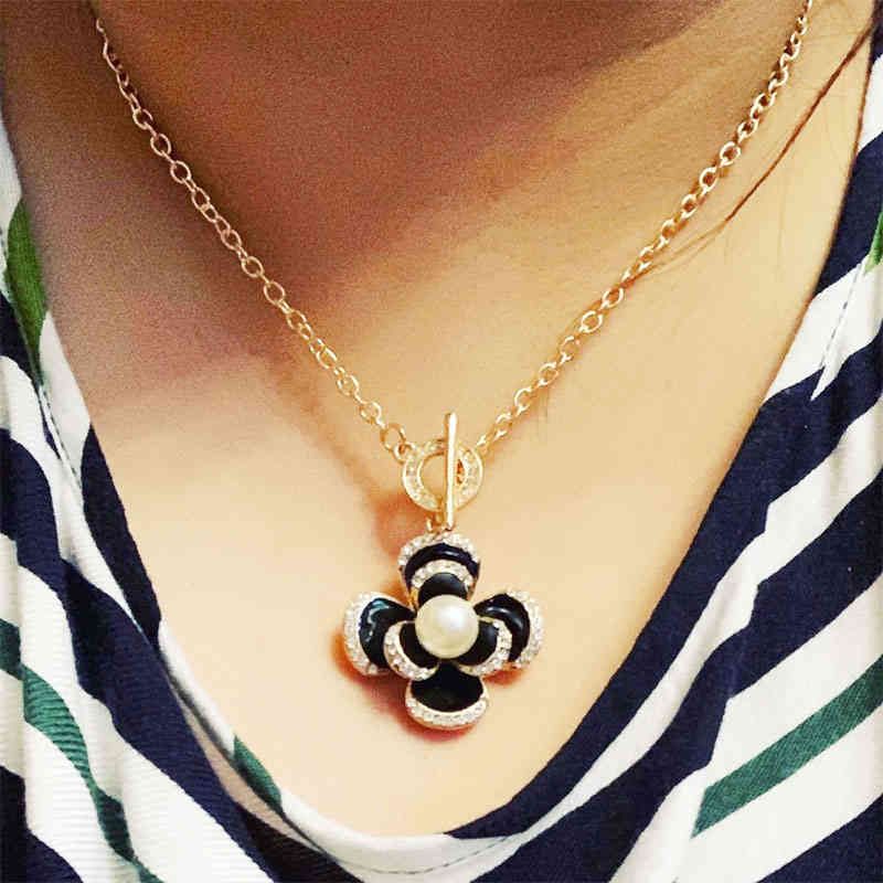 Chanel Necklace Pendant Camellia Bronze Woman Authentic Used C2926