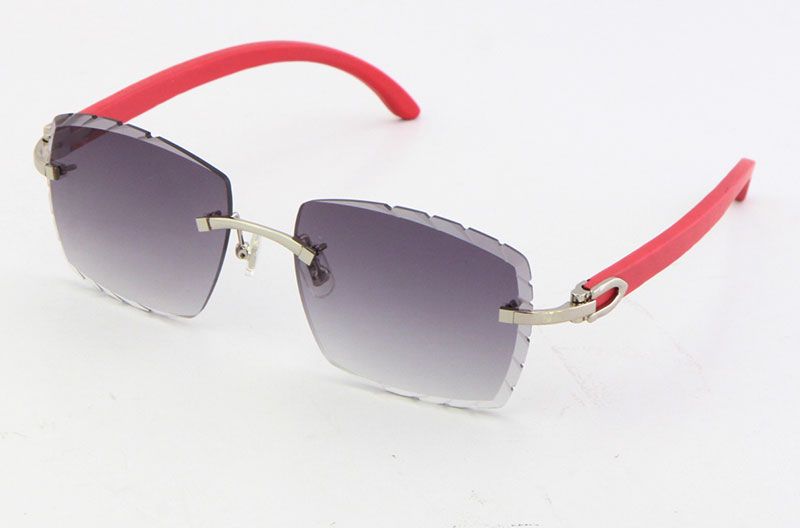 Red Wood Silver Gray Lens