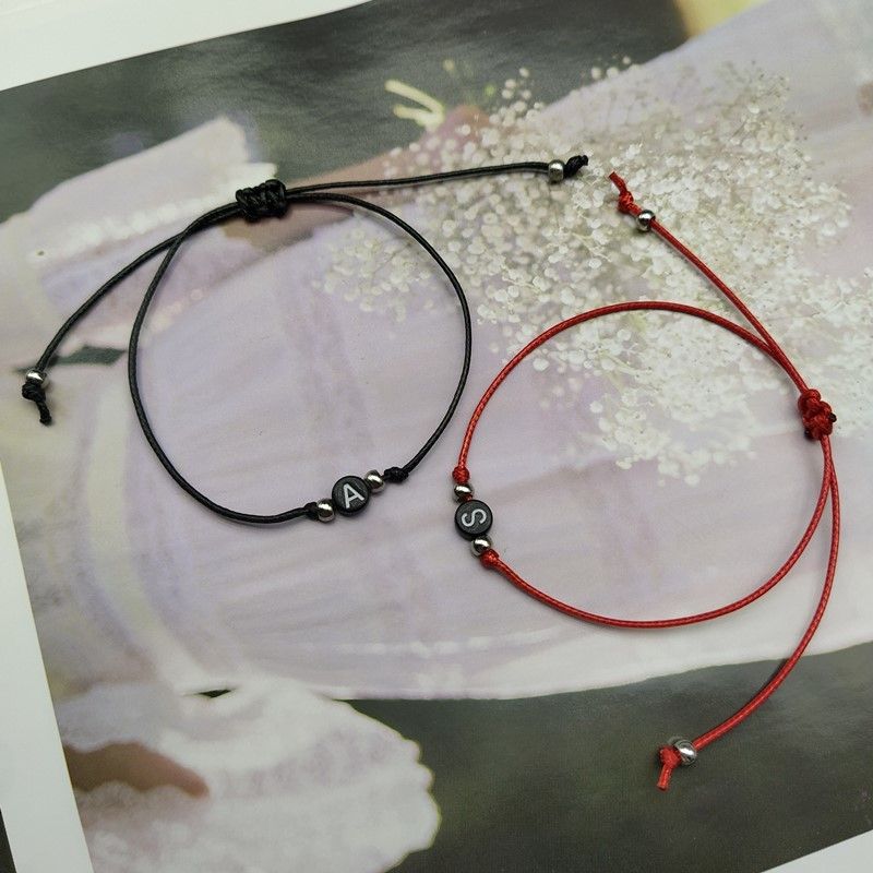 Collar De Nombre De Letra Pulsera De Cuerda De Color Rojo De Collar De Nombre De Letra Pulsera De Cuerda De Color Rojo De