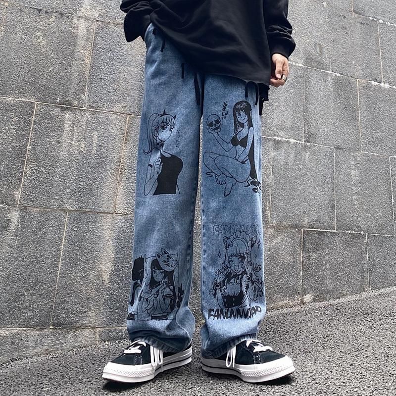Harajuku Denim Pants Unisex Fashion 
