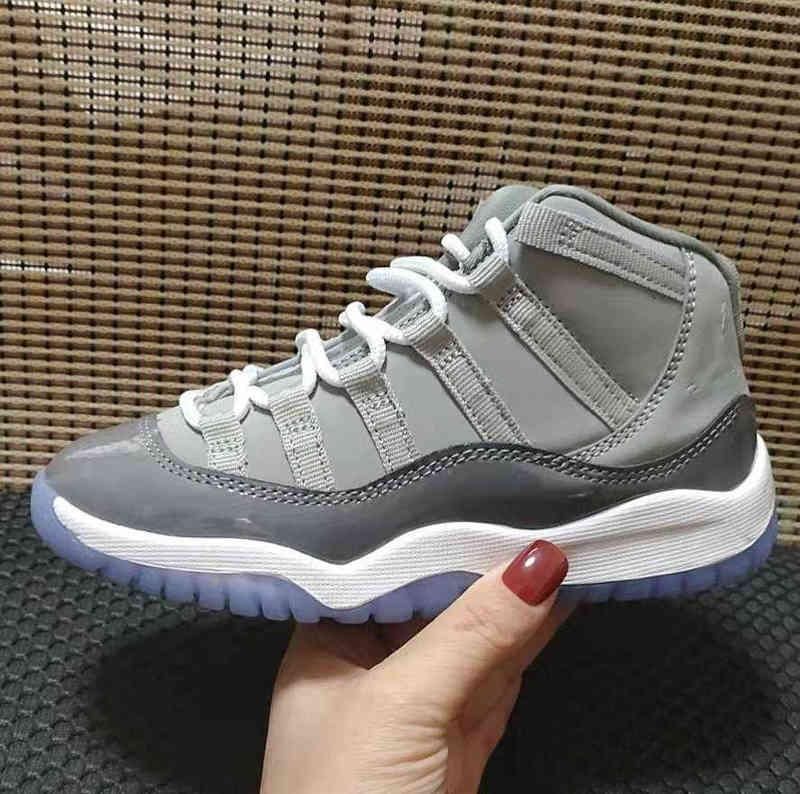 Kids 11s Basketball Shoes Cool Grey 