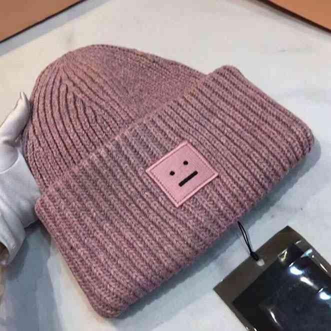 Winter Hats For Women Wool Blended Knit Wool Smiling Face