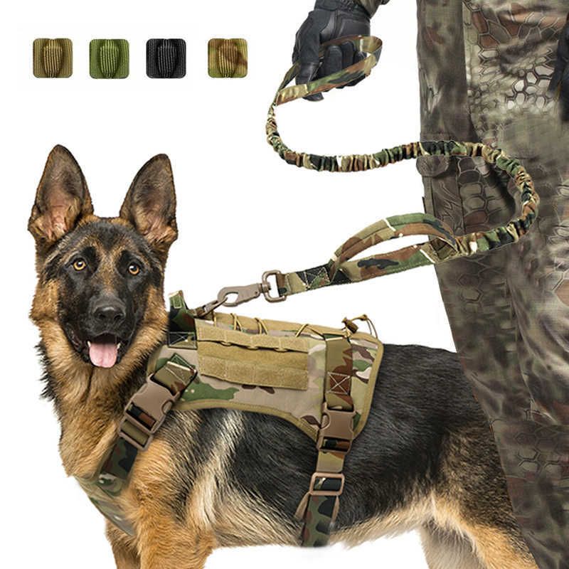 Arnés de perro táctico Chaleco de pastor alemán Chaleco de arnés militar Chaleco Nylon Bungee Perro Correa para pequeños perros grandes
