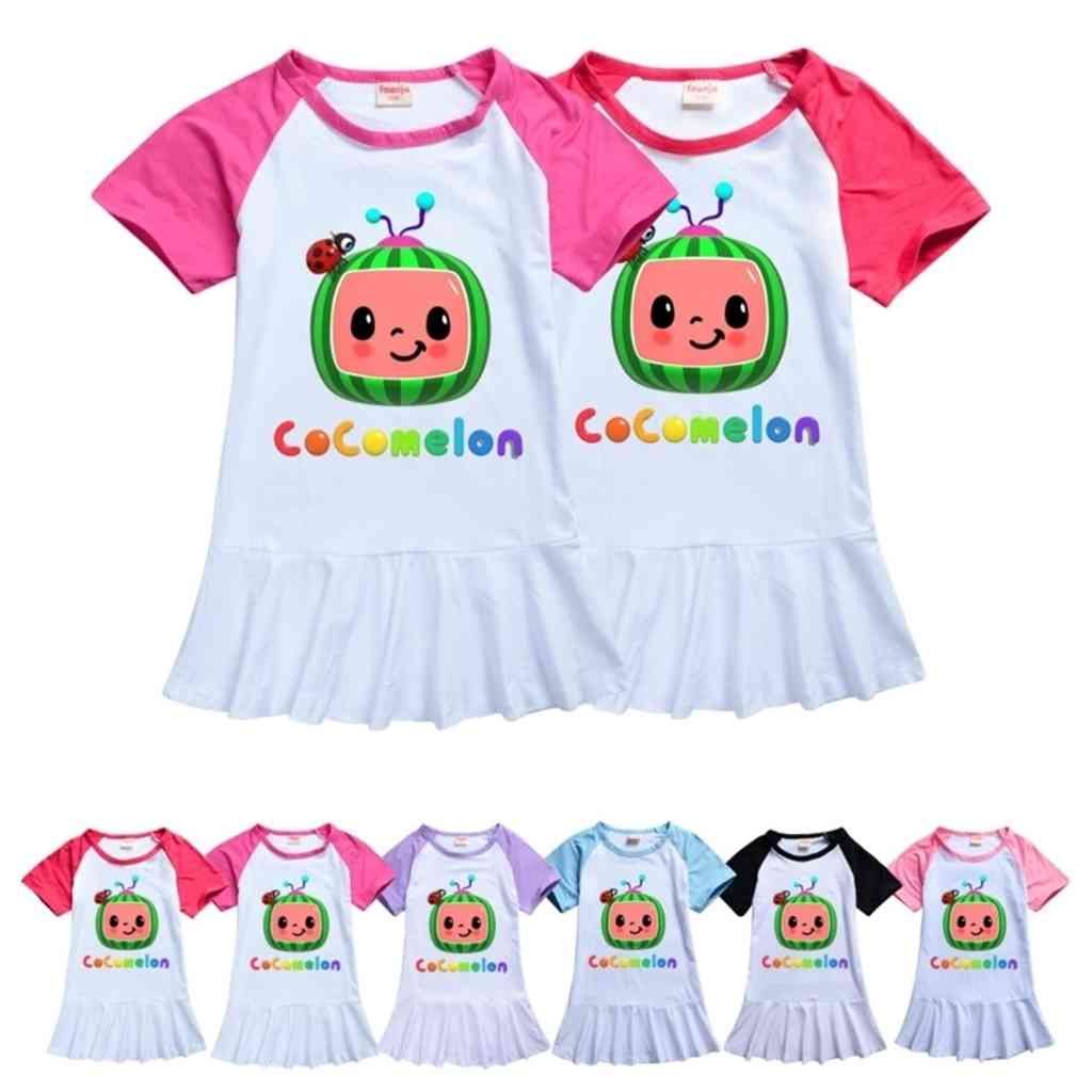 Vestidos para niñas para niños pequeños COCOMELON Dibujos animados de niña Ropa Boutique Leche Seda Falda Vestidos para niñas para niños pequeños COCOMELON Dibujos animados de niña Ropa Boutique Leche Seda Falda