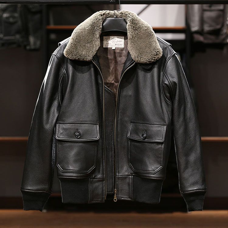 US Air Force A1 Flight Leather Jacket With Detachable Wool Collar ...