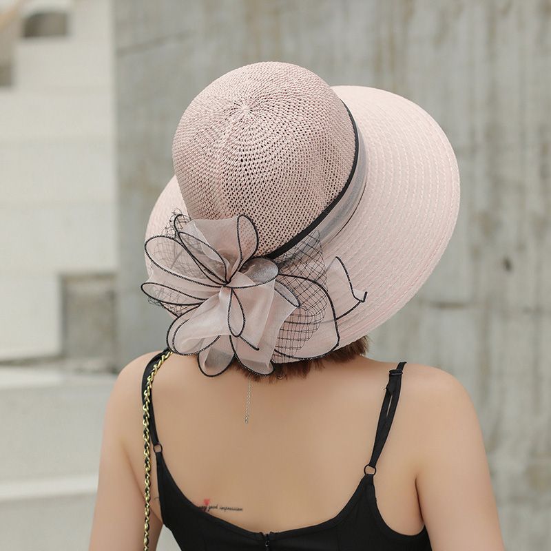 Organza Sun Cap Women Flower Summer 