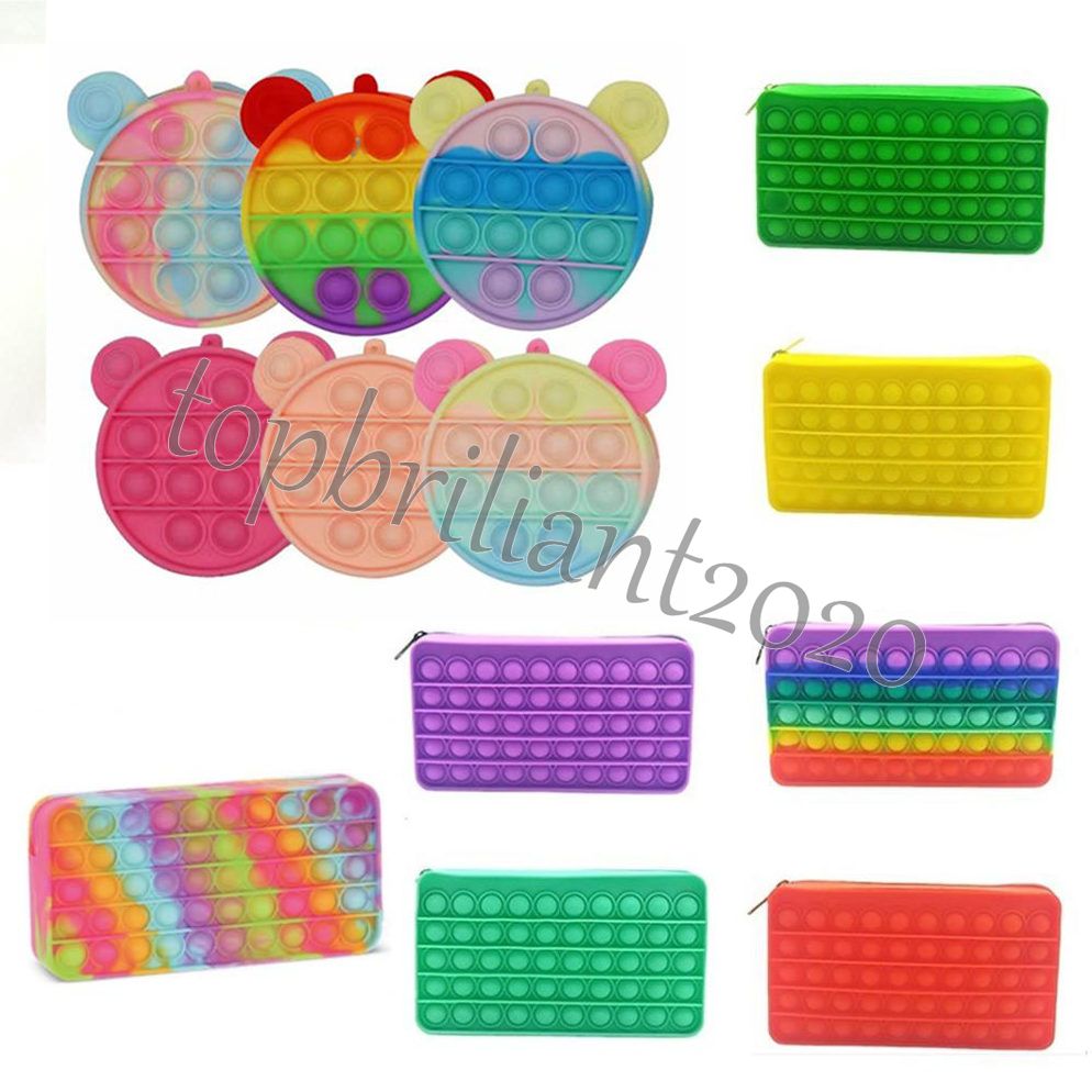 Caja de lápices 20cm Fidget Toys Wallet Portátil de descompresión Pulsado Burbuja Autismo Sensorial Autismo Especial Necesidades Estrés Relevante Squeeze Toy para niños