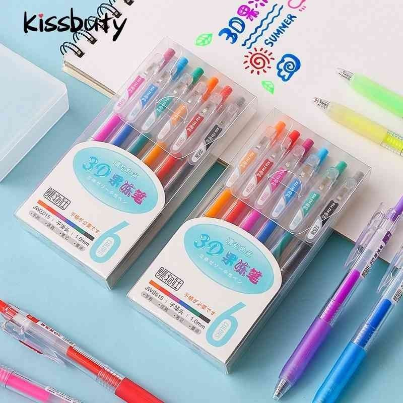 Wholesale 6/Creative 3D Jelly Pen Set Cute DIY Painting Gel Pen Bullet  Diary Colored Pens Hand Account School Supplies Stationery 210330 From  Cong09, $9.03