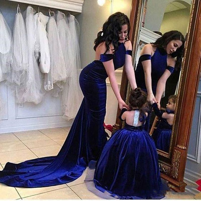 Adorable Royal Blue Flower Girl Robe Halter Baby Girls Pareant Robes Princess Ball Robe Enfants Robes De Mariage Enfants