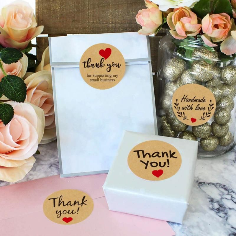 Thank You Stickers Pink Flowers Round Labels Wedding Birthday Love 25mm