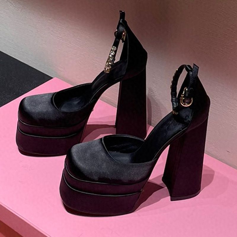 Chunky Heel Platform Sandals Women Lace Up Bow Tie Gladiator Ladies Thick  High Party Pumps From Xue340615787, $88.45 | DHgate.Com