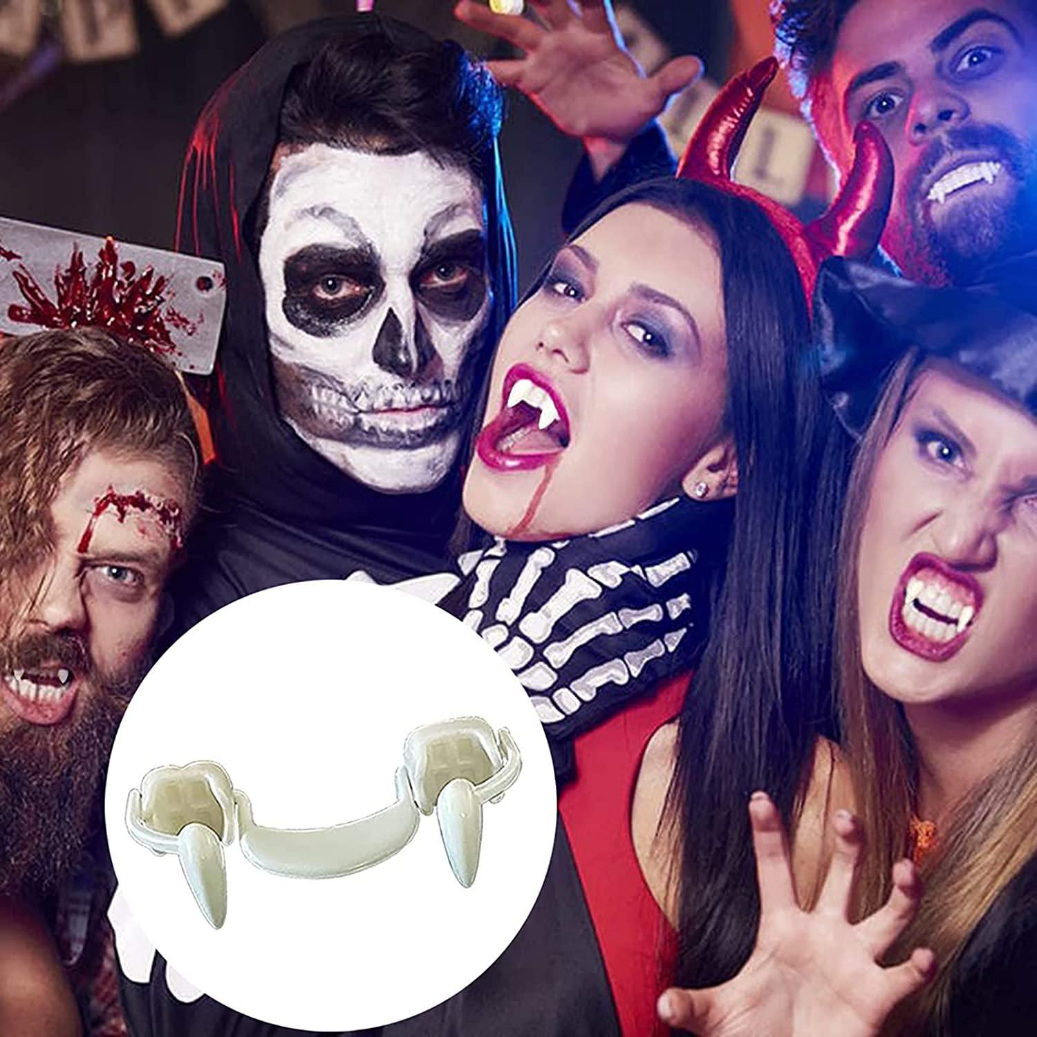 Vampiro retráctil zombie colmillos Halloween espeluznantes espeluznantes Faltos de dientes falsos reutilizables dentaduras de plástico para Vampiro retráctil zombie colmillos Halloween espeluznantes espeluznantes Faltos de dientes falsos reutilizables dentaduras de plástico para