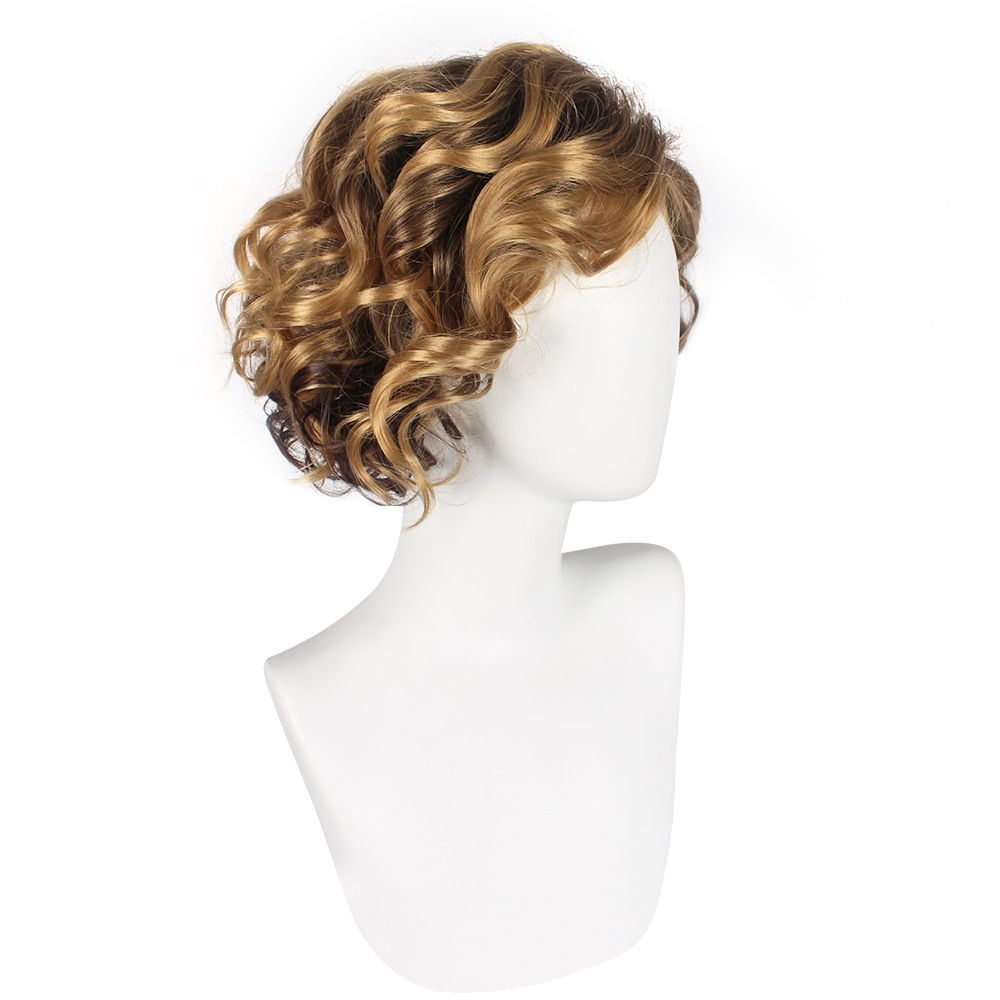 WoodFestival Synthetic Short Curly Hair Wigs For Men Boy Costume Cosplay Party Natural Bonde Heat Resistant WoodFestival Synthetic Short Curly Hair Wigs For Men Boy Costume Cosplay Party Natural Bonde Heat Resistant