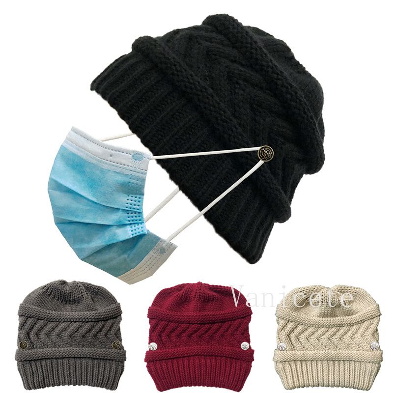 sombrero de color sólido Gorros de punto cúpula tapa de lana caliente 