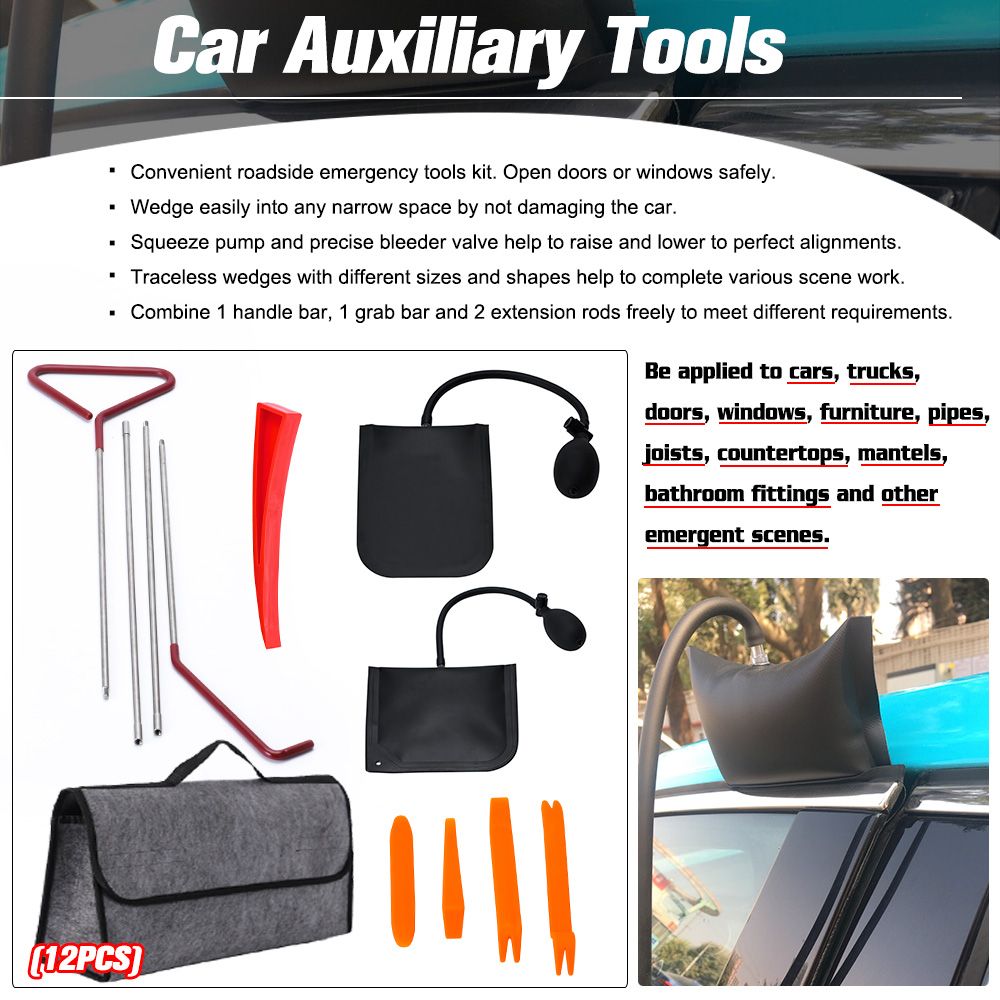 Car Tool Car Window Door Key Anti Lost Kit Inflatable Air Pump Air Wedge  Non Marring