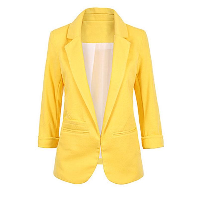 Ladies Plus Size Yellow Blazer Feminino 