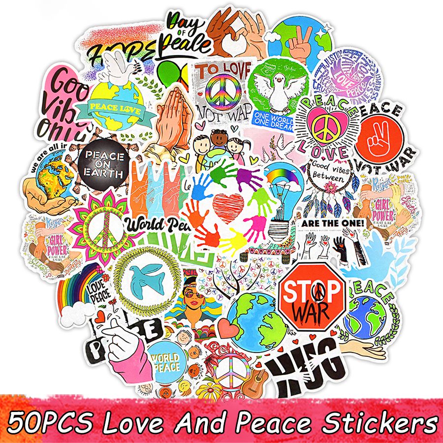 50PCS Hippie Vinyl Graffiti Stickers for Luggage Laptop Skateboard Water Bottle 