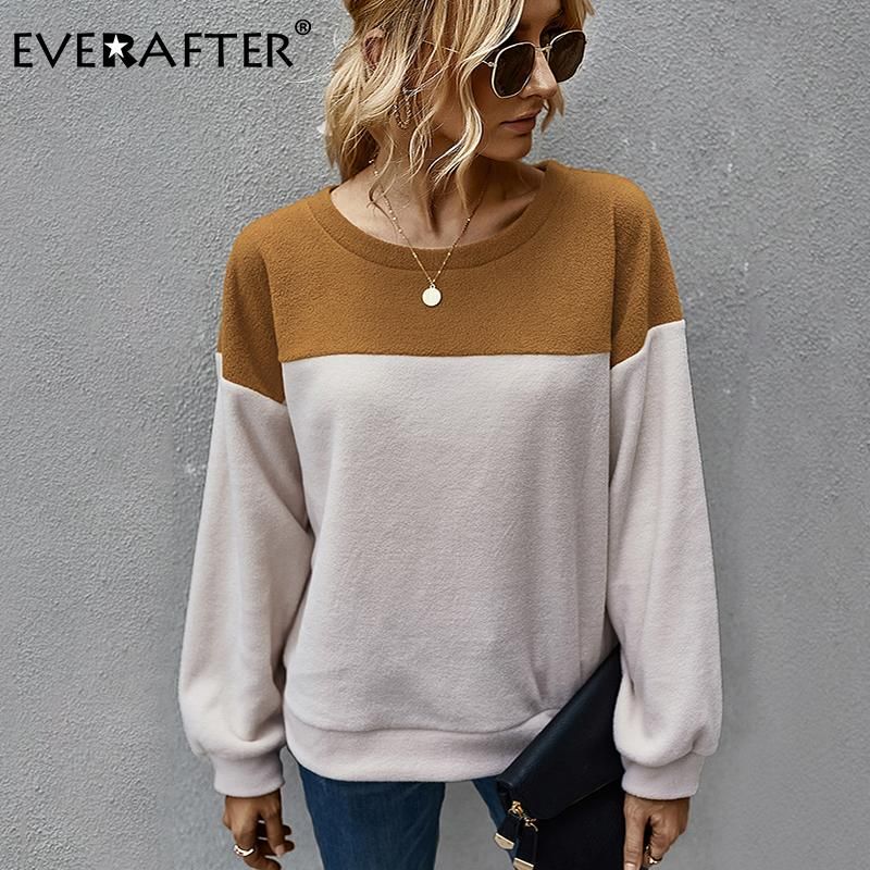 Compra Sudaderas Con Capucha Para Mujer Sudaderas EverApter Sudadera Casual  Mujeres O Cuello De Manga Larga Capa De Manga Larga Patchwork Flojo Otoño  Invierno Mujer Polotes Deporte Barato | Entrega Rápida Y