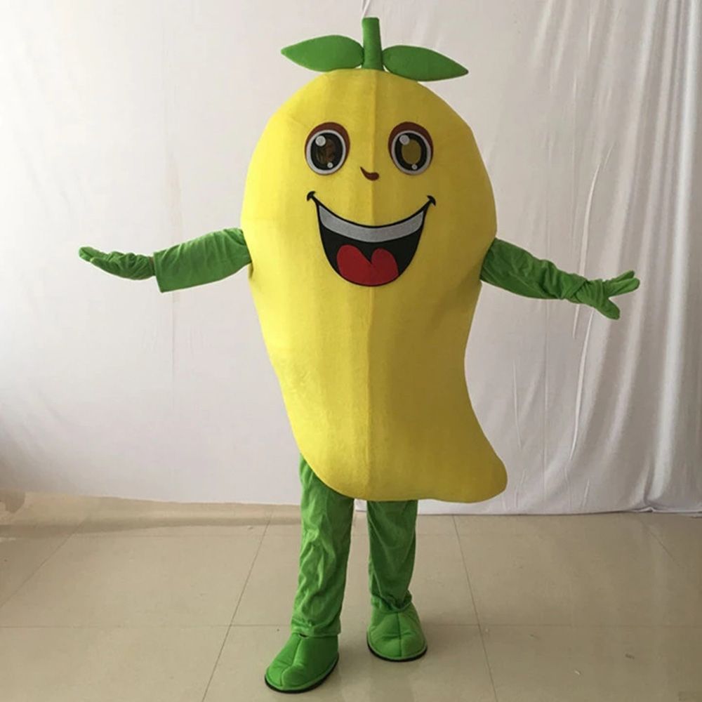 Performance Yellow Fruit Mango Mascot Costumes Halloween Fancy Party Dress Cartoon Character Carnival Xmas Easter Advertising Performance Yellow Fruit Mango Mascot Costumes Halloween Fancy Party Dress Cartoon Character Carnival Xmas Easter Advertising