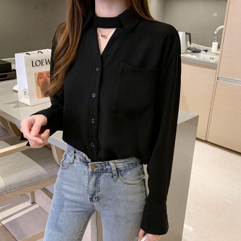 Compra Blusa Mujer De La Moda 2021 Camisa Ropa De Mujer Estilo Coreano  Manga Larga Top Otoño Blusas Feminina Gasa Blusas Negras Camisas Barato |  Entrega Rápida Y Calidad | Es.Dhgate
