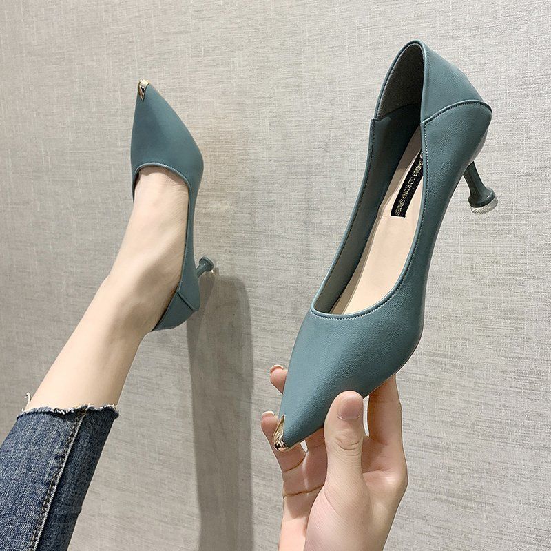 Compre O Melhor E O Mais Recente Gênero Simples Saltos Altos Vestido Sapatos  2021 Primavera Menina Pequena Frescas De Sapatos Apontados Toe Trabalho Sapato  Feminino | DHgate.Com