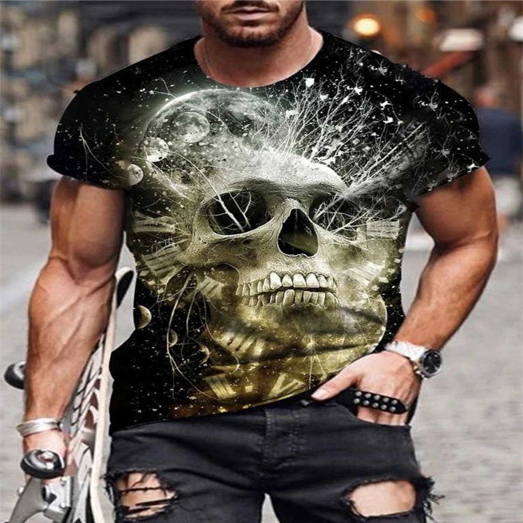 Camiseta popular Nieuwe Stijl Dier mannen Korte Mouw 3D camiseta informal con gafas de león 3d cráneo camisetas gedrikt Hip Hop asiáticas tallas TX1601 