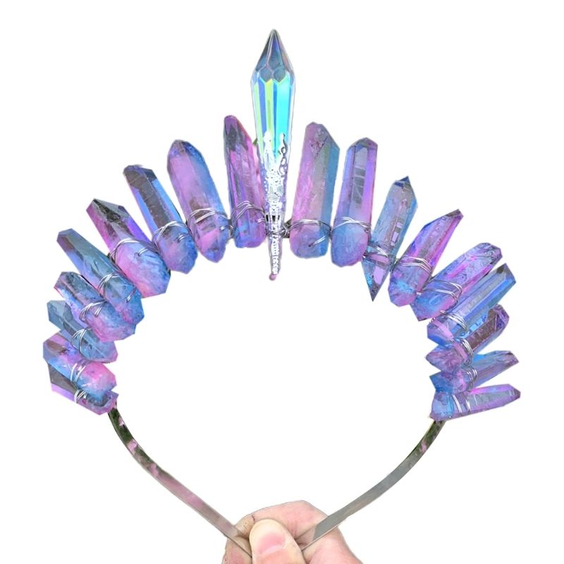 Natural Raw Crystal Column Forehead Headband Multicolor Quartz Jewelry Tiara Crown Wedding Bridal Party Hair Accessories Natural Raw Crystal Column Forehead Headband Multicolor Quartz Jewelry Tiara Crown Wedding Bridal Party Hair Accessories