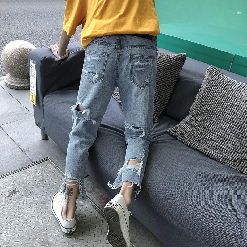 Compra Jeans De Verano Hombres De Moda Agujeros Rasgados Casual Pantalones  De Mezclilla Hombre Streetwear Tendencia Salvaje Hip Hop Pantalones Sueltos  Ropa Masculina Hombres Barato | Entrega Rápida Y Calidad | Es.Dhgate