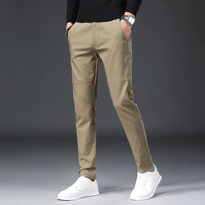 Compra Pantalones De Traje Para Hombre Vestidos De Hombres Formales  Pantalones Pantalones Ropa Corea Estilo Slim Elástico Cintura Oficina  Clásico Pantalón De Verano Barato | Entrega Rápida Y Calidad | Es.Dhgate