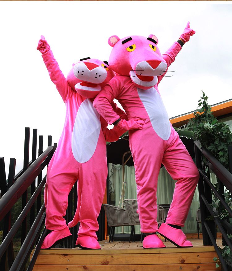Pantera rosa mascota traje adulto leopardo elegante carnaval anime anime cumpleaños fiesta Pantera rosa mascota traje adulto leopardo elegante carnaval anime anime cumpleaños fiesta