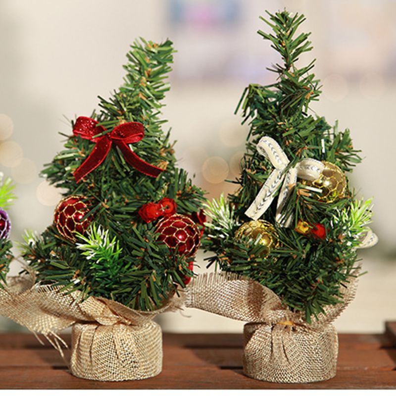 Artificial Mini Christmas Tree Desk-Ornaments With Lights Xmas Home Party Decor 
