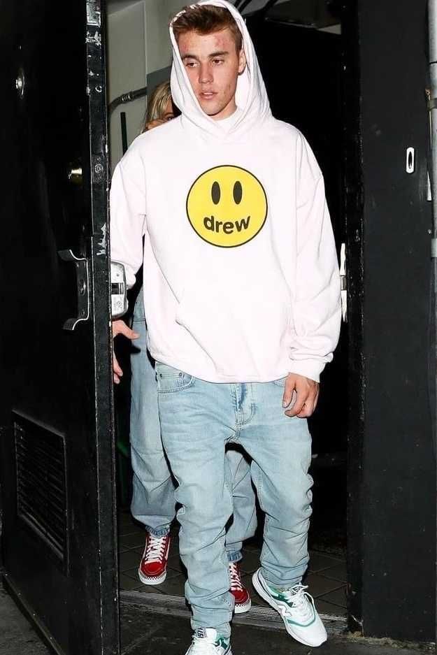 coppie Bieber alla moda da uomo più felpa con cappuccio in pile Coppie Pullover con cappuccio per adolescenti Uomini Donne Giovani Maglione con faccina sorridente Drew House Color:Yellow 2,Size:S 