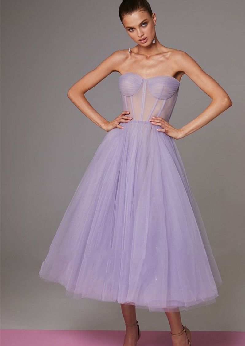 Pink Lavender Blue Tulle Short Prom 