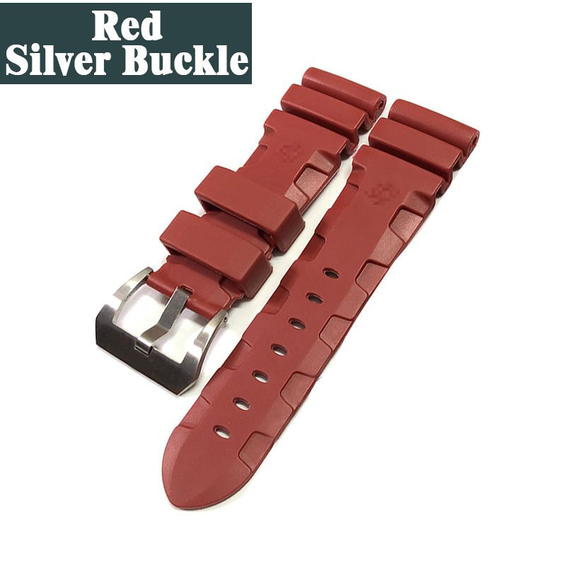 24mm Red-Silver Buckle