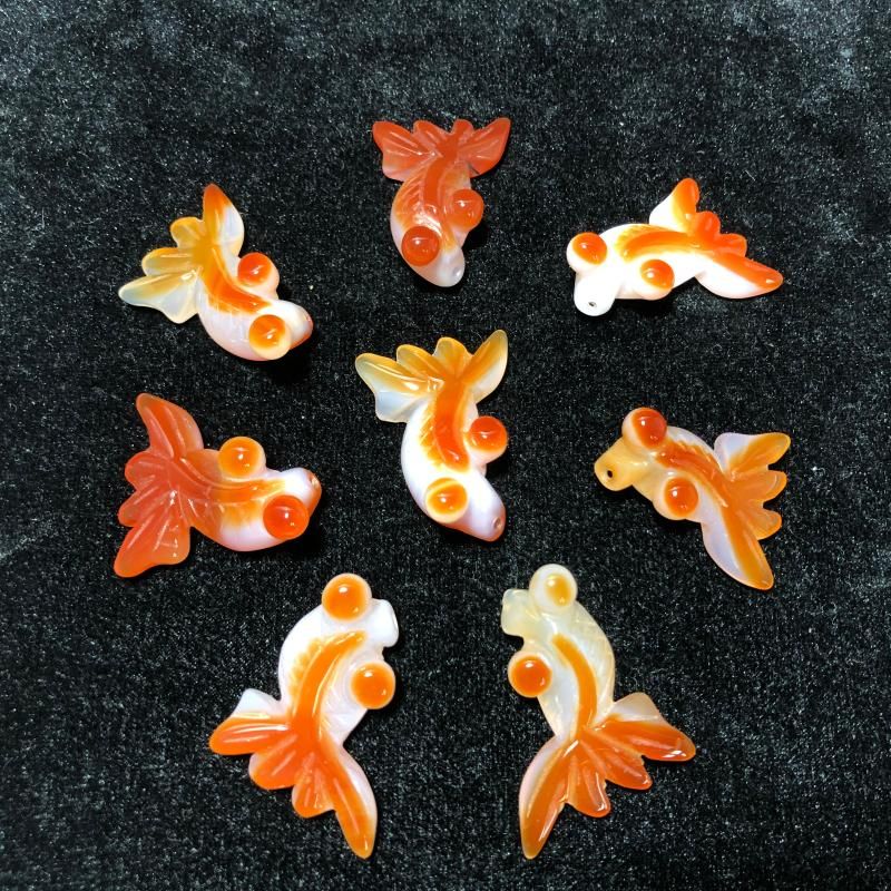 Agate de Red Goldfish 30-35mm Chine