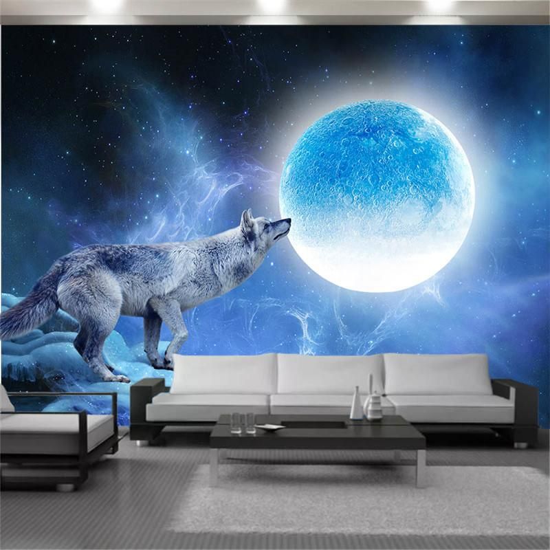 Fondos De Pantalla 3D Wallpaper Wallcovering Mural Moonlight Wolf Dream  Starry Creative Living Room Decoración De La Casa Cubierta Moderna De La  Pared De 21,64 € | DHgate