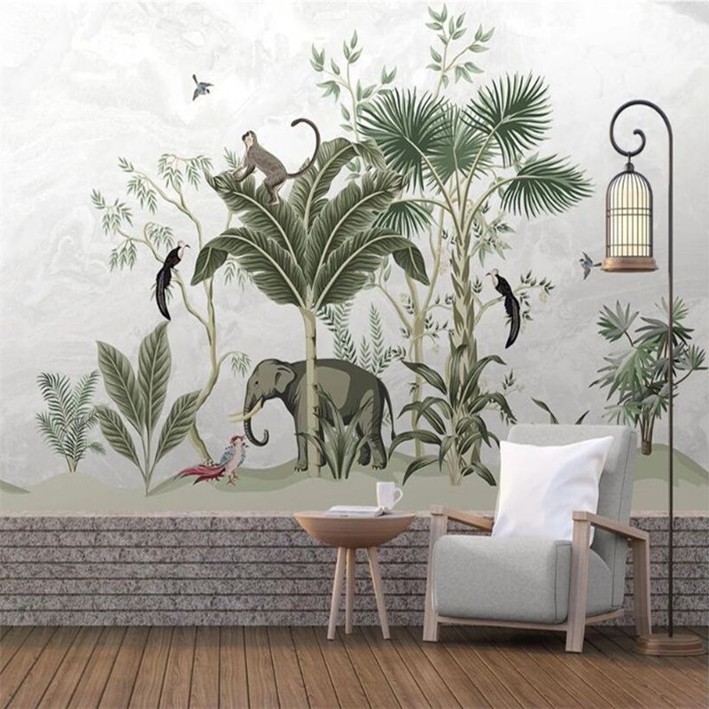 Custom Mural Wallpaper 3D Hand Painted Tropical Leaves Elephant Bird Living Room TV Sofa Background Wall Decor Papel De Parede Custom Mural Wallpaper 3D Hand Painted Tropical Leaves Elephant Bird Living Room TV Sofa Background Wall Decor Papel De Parede