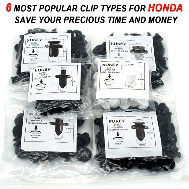 180pc For Honda Door Trim Clips Engine Cover Under Tray Plastic Rivets Retainer