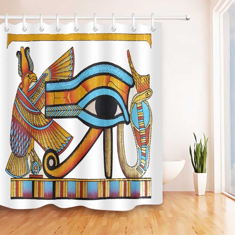 Ancient Egyptian Eye hiéroglyphes salle de bains Tissu Rideau de douche Set de 12 crochets 
