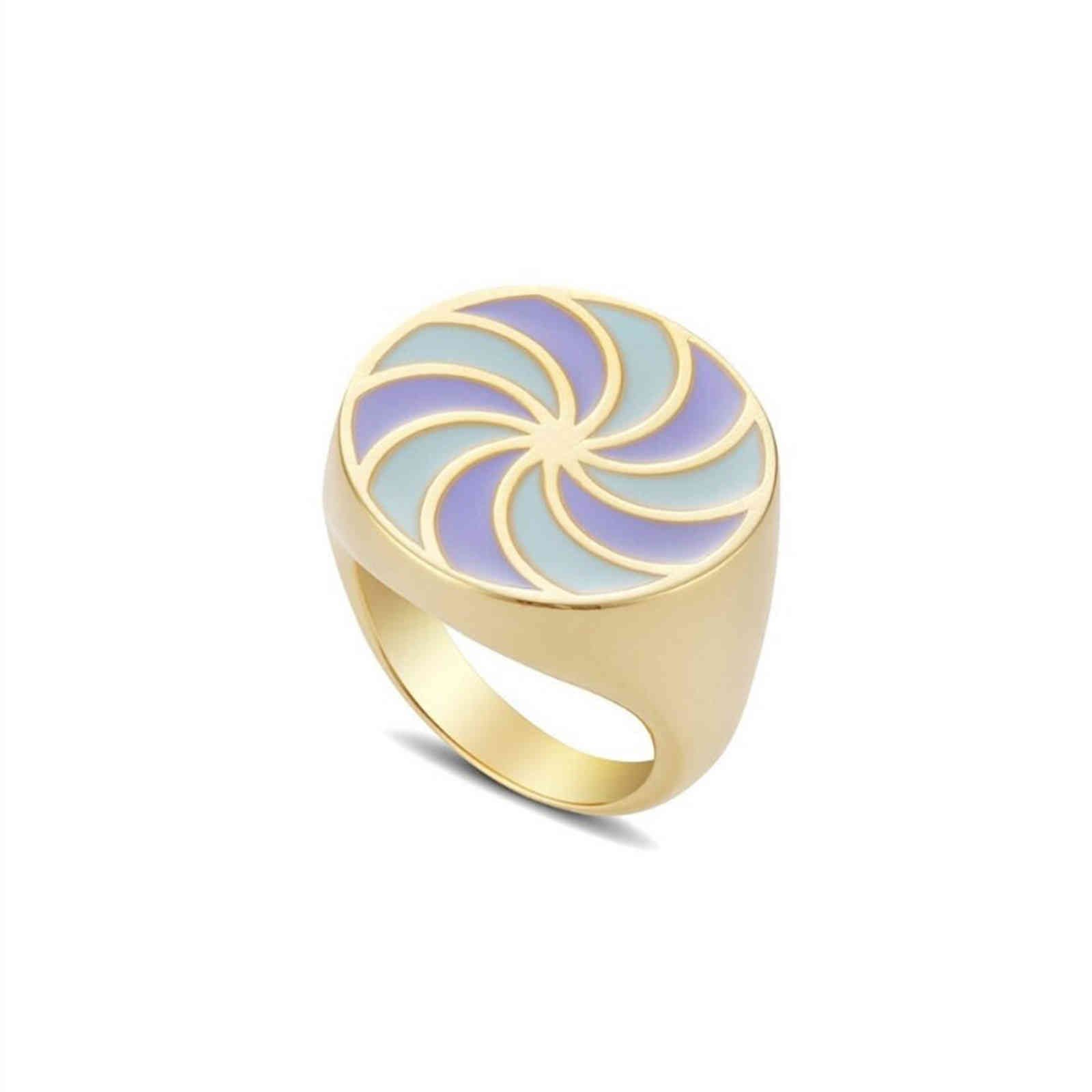 Anillo de para mujer, anillo del arco iris, con sonrisa, flor, encanto afortunado, regalo, primavera