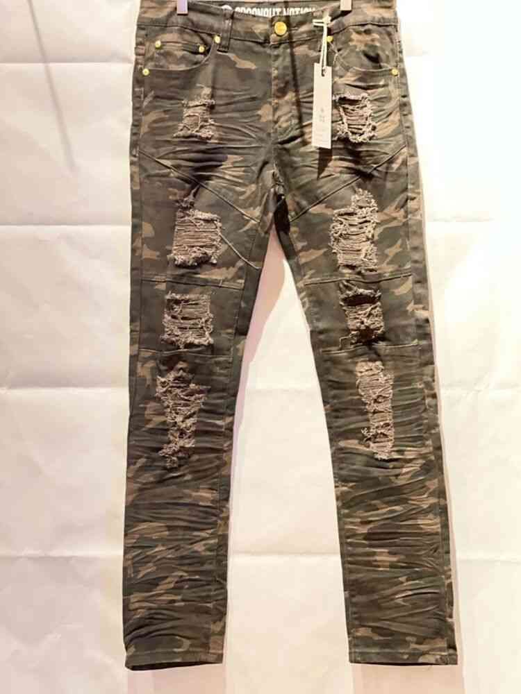 Elastic Jeans Slim Woodland Camouflage 