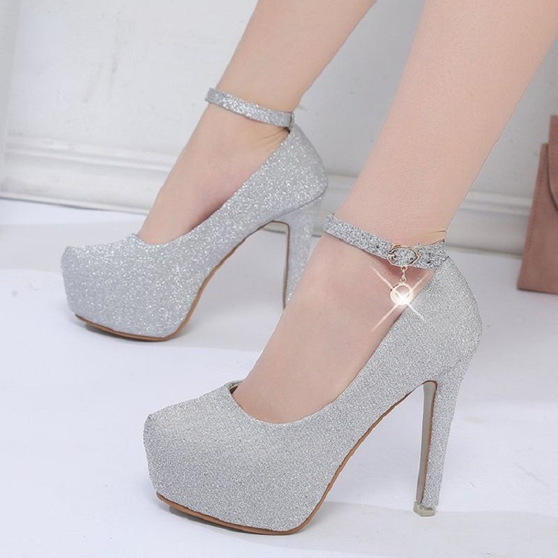 Koop Hoge Hak 12 Cm Trouwschoenen Vrouw Platform Enkelriem Pumps Vrouwen  Bling Bling Super Hoge Hakken Dames Schoenen Zilver Zwart Goedkoop | Snelle  Levering En Kwaliteit | Nl.Dhgate