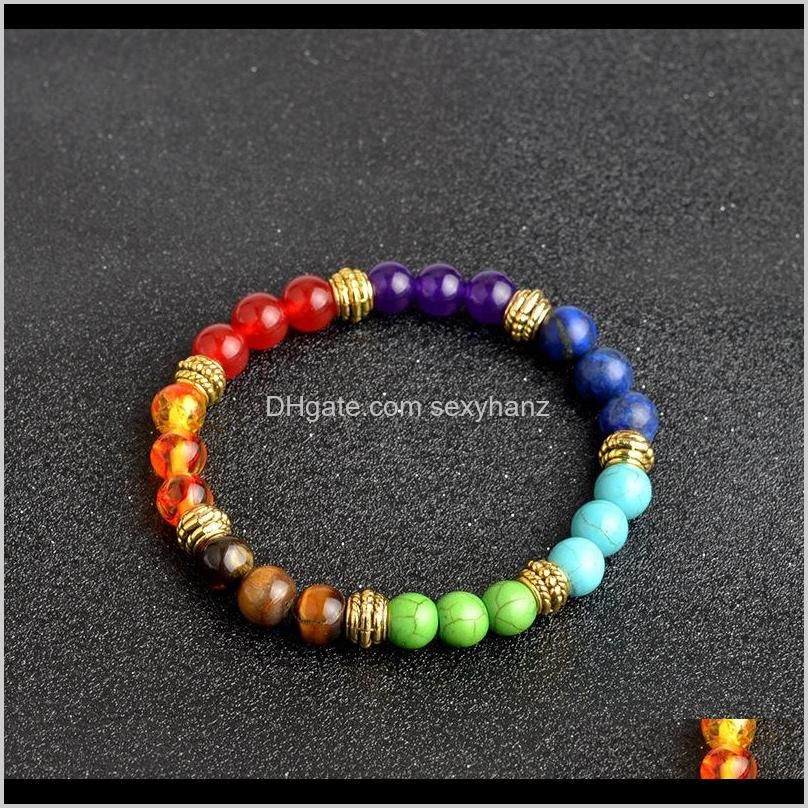 Charm Jewelrykimter 8Mm Yoga Bead Bracelets For Men Women 7 Chakra