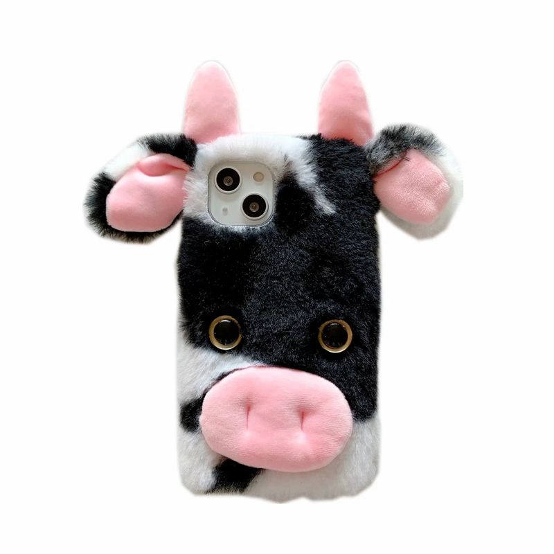 3d Cow Fluffy Hair Plush Cases For Iphone 13 Mini Pro Max 12 11 Xr Xs X 8 7 6 Plus Rabbit Genuine Fur Fuzzy Girl Lady Soft Tpu Animal Ear Cute Lovely Mobile Phone Covers Skin 3d Cow Fluffy Hair Plush Cases For Iphone 13 Mini Pro Max 12 11 Xr Xs X 8 7 6 Plus Rabbit Genuine Fur Fuzzy Girl Lady Soft Tpu Animal Ear Cute Lovely Mobile Phone Covers Skin